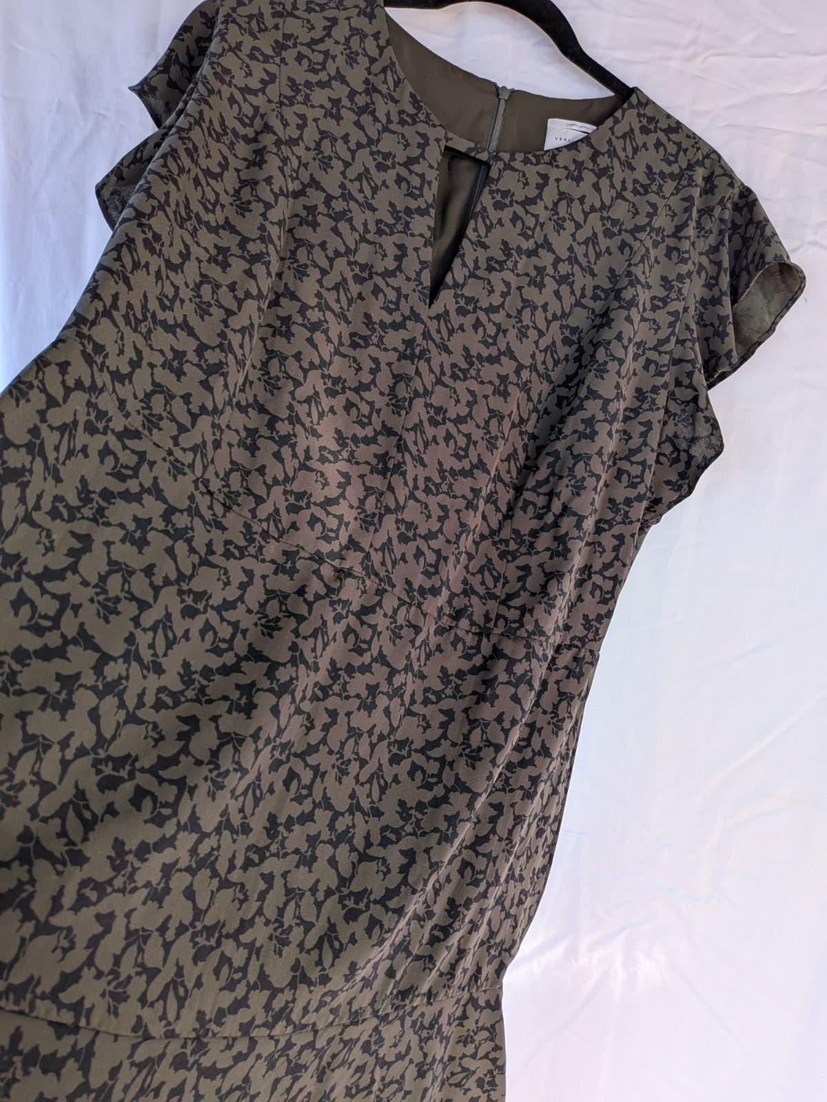 Veronika Maine Dress Size 16 Green Black Print Shift Dress Work Office Occasion — photo 4 of 11