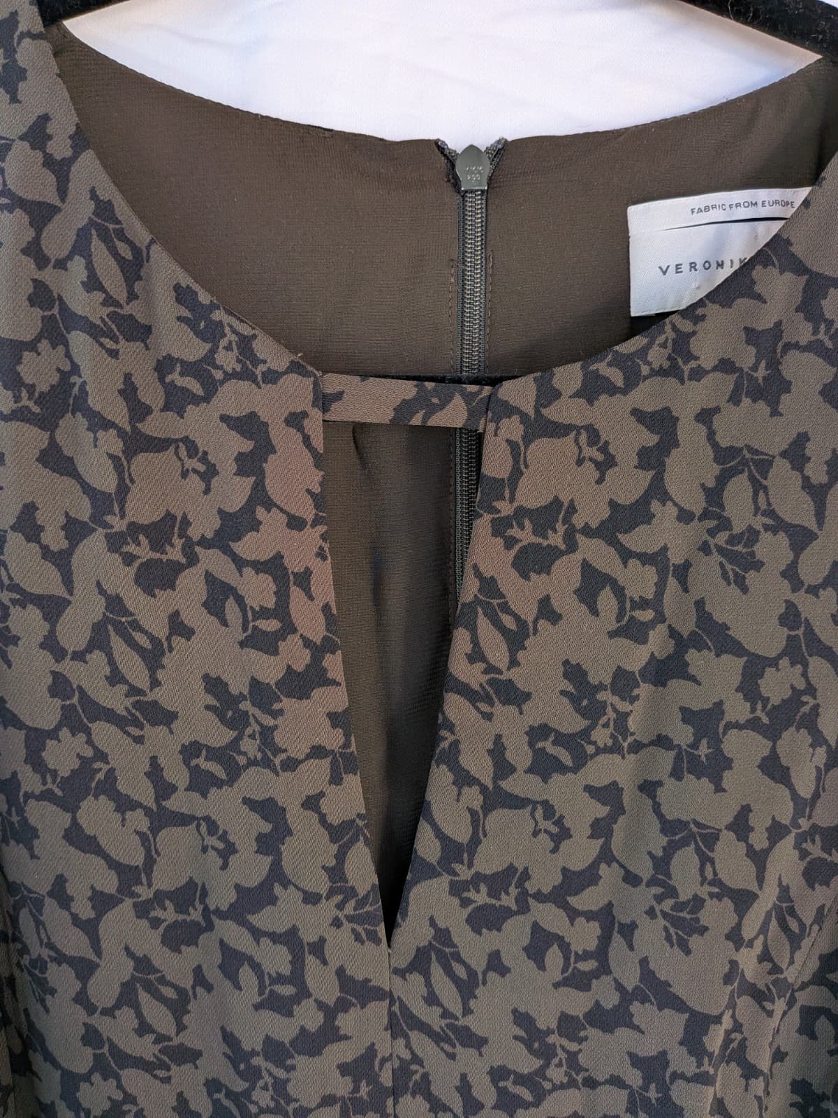 Veronika Maine Dress Size 16 Green Black Print Shift Dress Work Office Occasion — photo 7 of 11