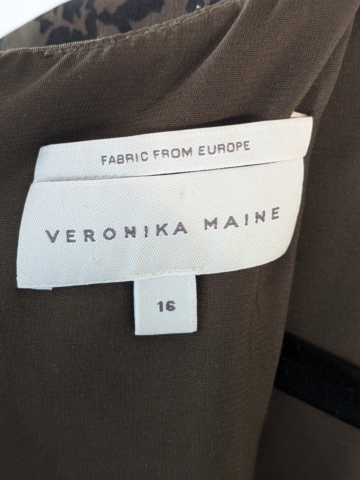 Veronika Maine Dress Size 16 Green Black Print Shift Dress Work Office Occasion — photo 10 of 11