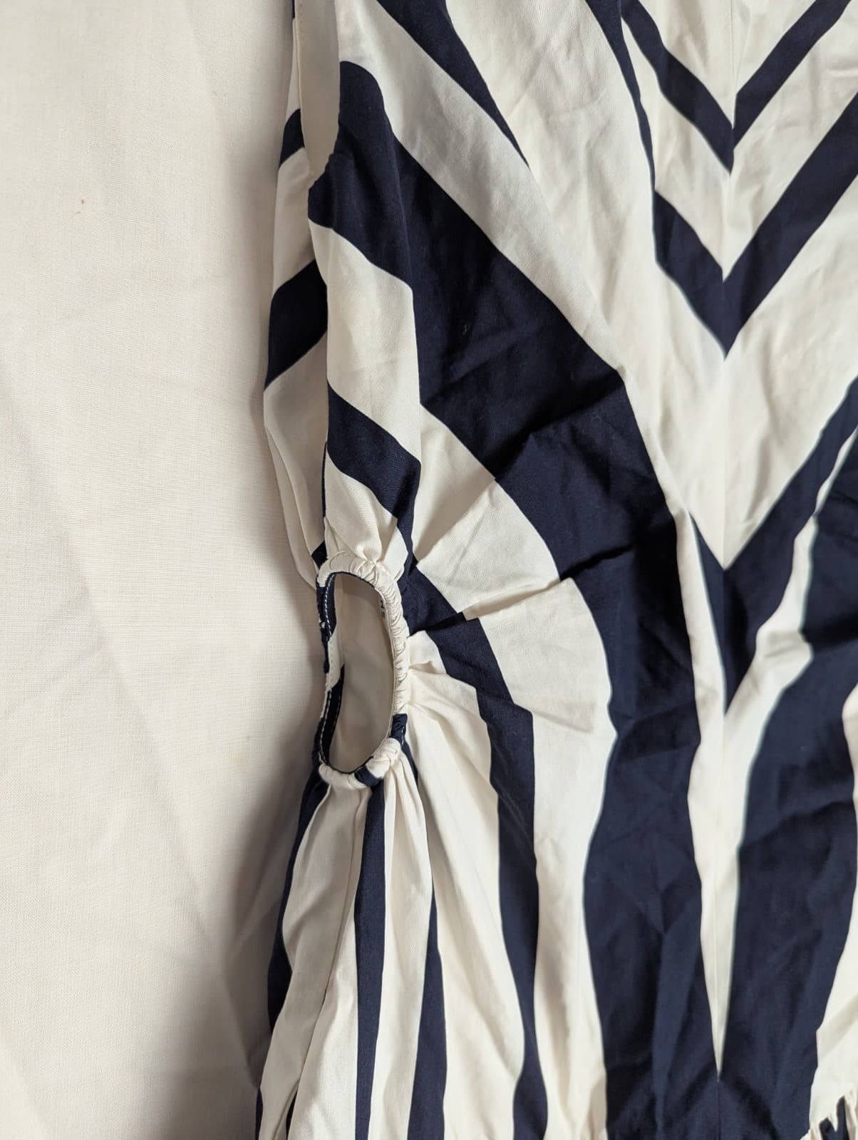 Sheike Dress Size Aus 8 US 4 Navy White Chevron Midi 100% Cotton NWT Cocktail — photo 5 of 11