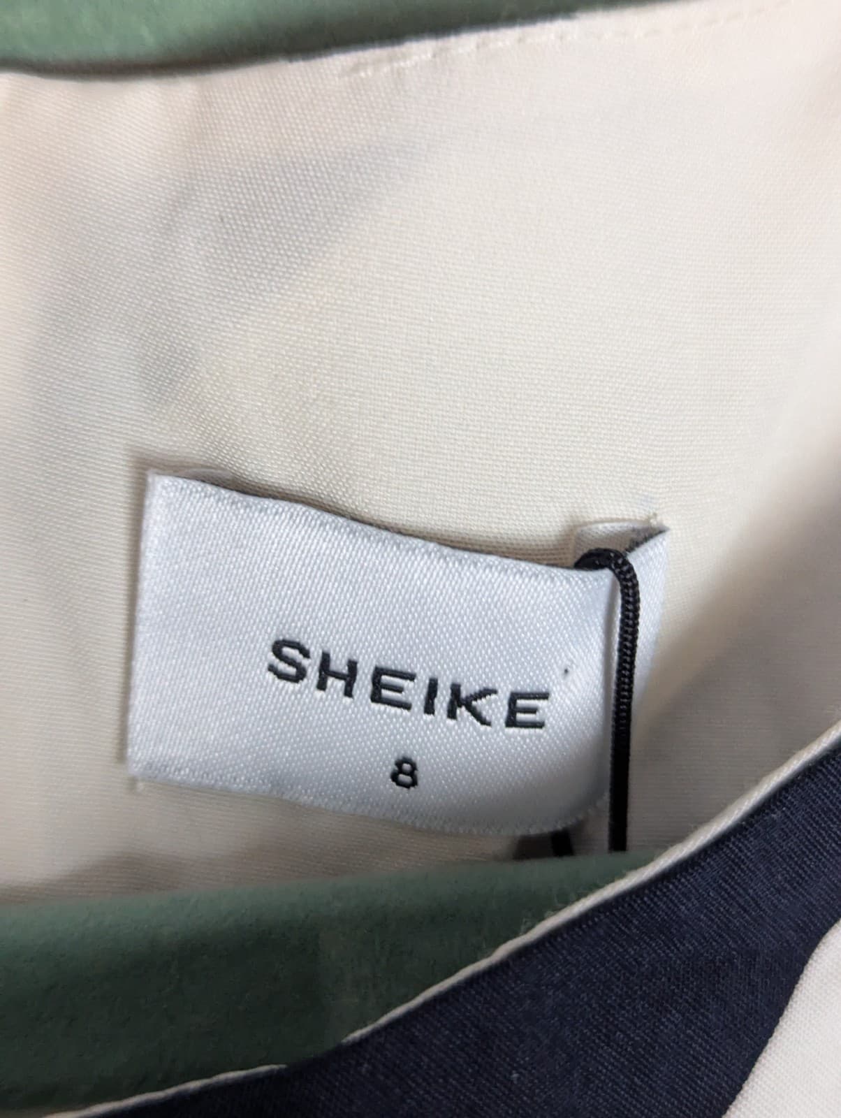 Sheike Dress Size Aus 8 US 4 Navy White Chevron Midi 100% Cotton NWT Cocktail — photo 7 of 11