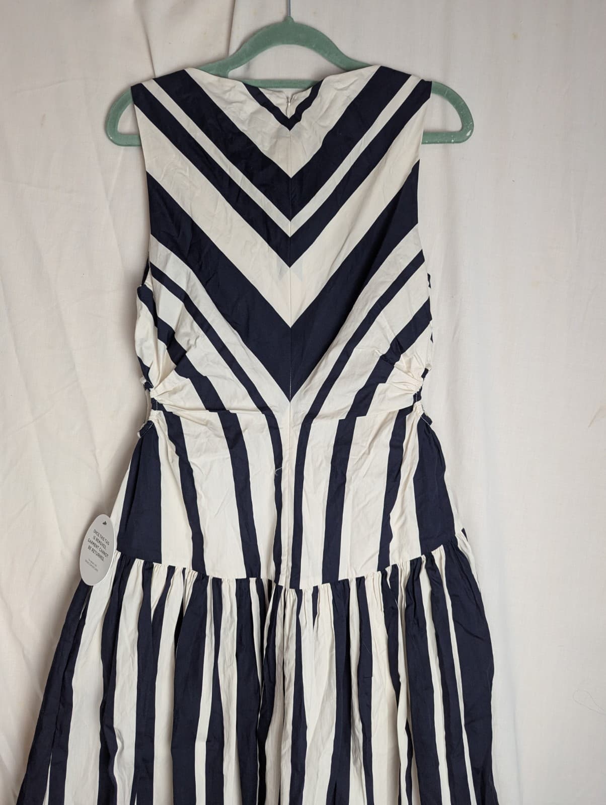 Sheike Dress Size Aus 8 US 4 Navy White Chevron Midi 100% Cotton NWT Cocktail — photo 9 of 11