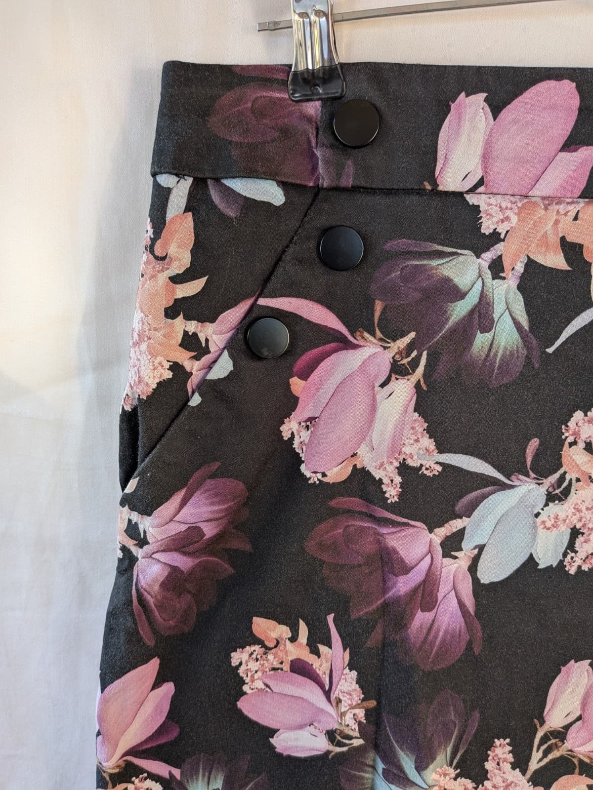 Portmans Skirt Pencil Floral Black Pink Cotton Stretch Work Office Size 16 — photo 5 of 10