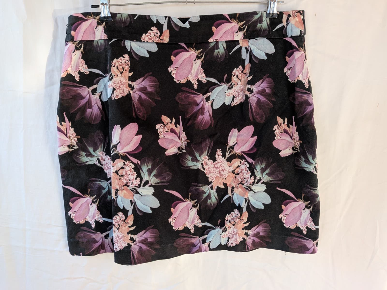 Portmans Skirt Pencil Floral Black Pink Cotton Stretch Work Office Size 16 — photo 6 of 10