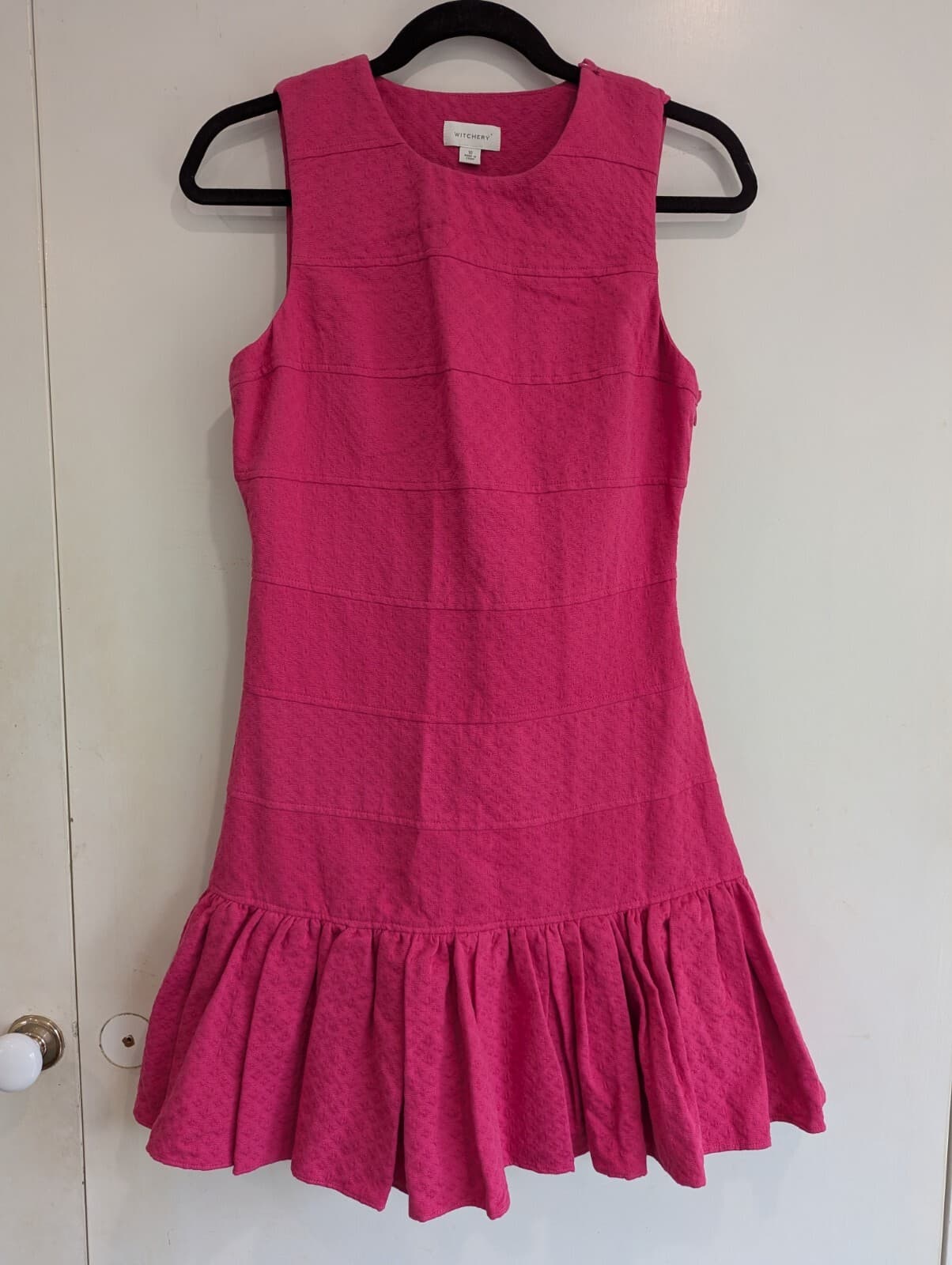 Witchery Dress Size Aus 10 US 6 Pink Mini Ruffle Party Baby Doll Y2K Drop hem — photo 5 of 6