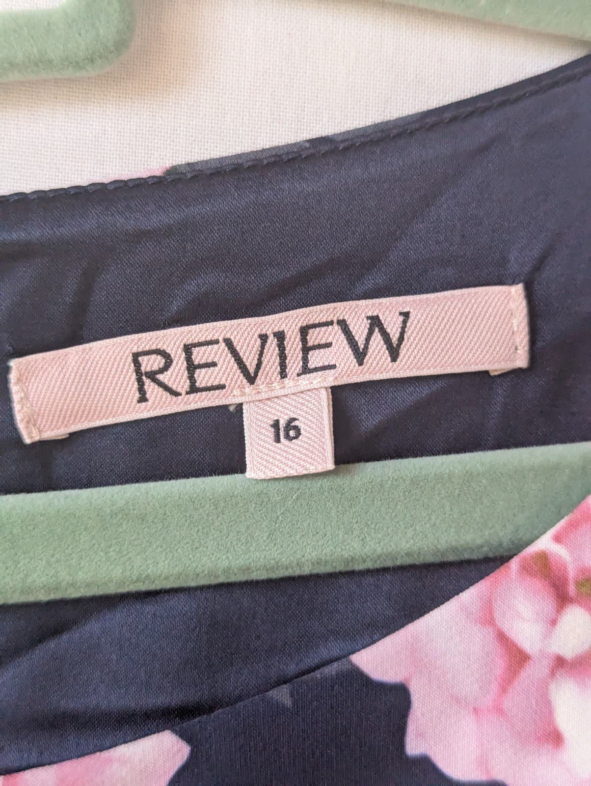 Review Dress Navy Pink Floral Plus Size Fit Flare Midi Plus Size Aus 16 US 12 — photo 6 of 10