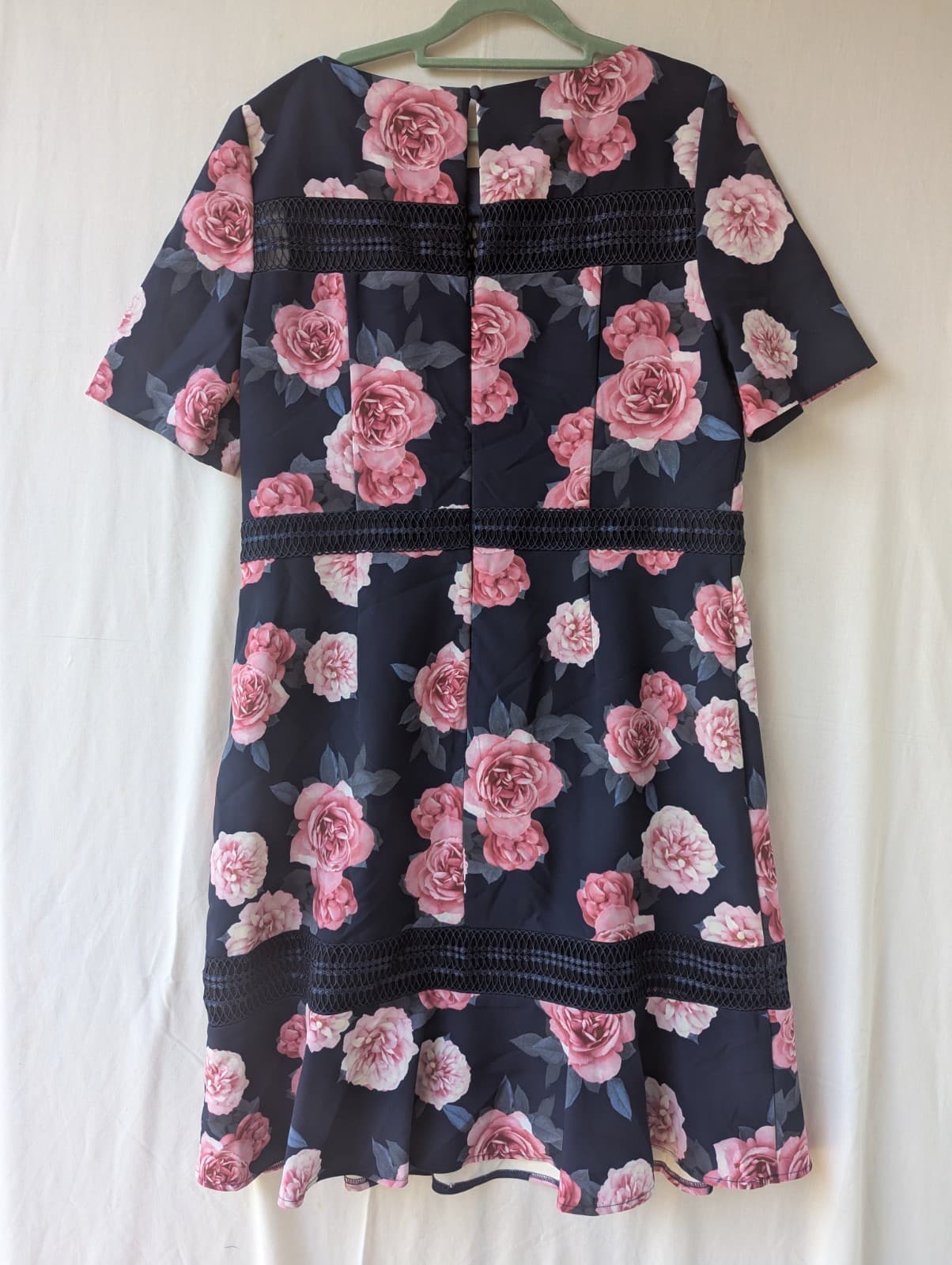 Review Dress Navy Pink Floral Plus Size Fit Flare Midi Plus Size Aus 16 US 12 — photo 9 of 10