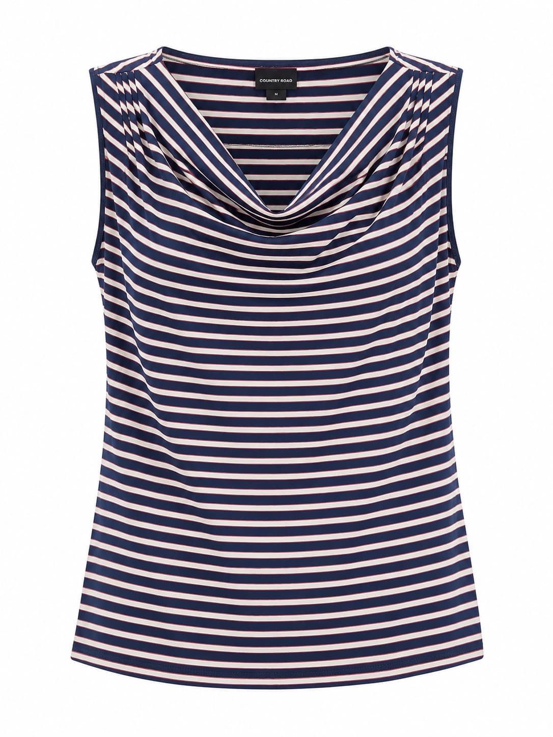 David Lawrence Sleeveless Cowl Neck Top Navy Pink Stripe Stretch Tank Size M — photo 2 of 7