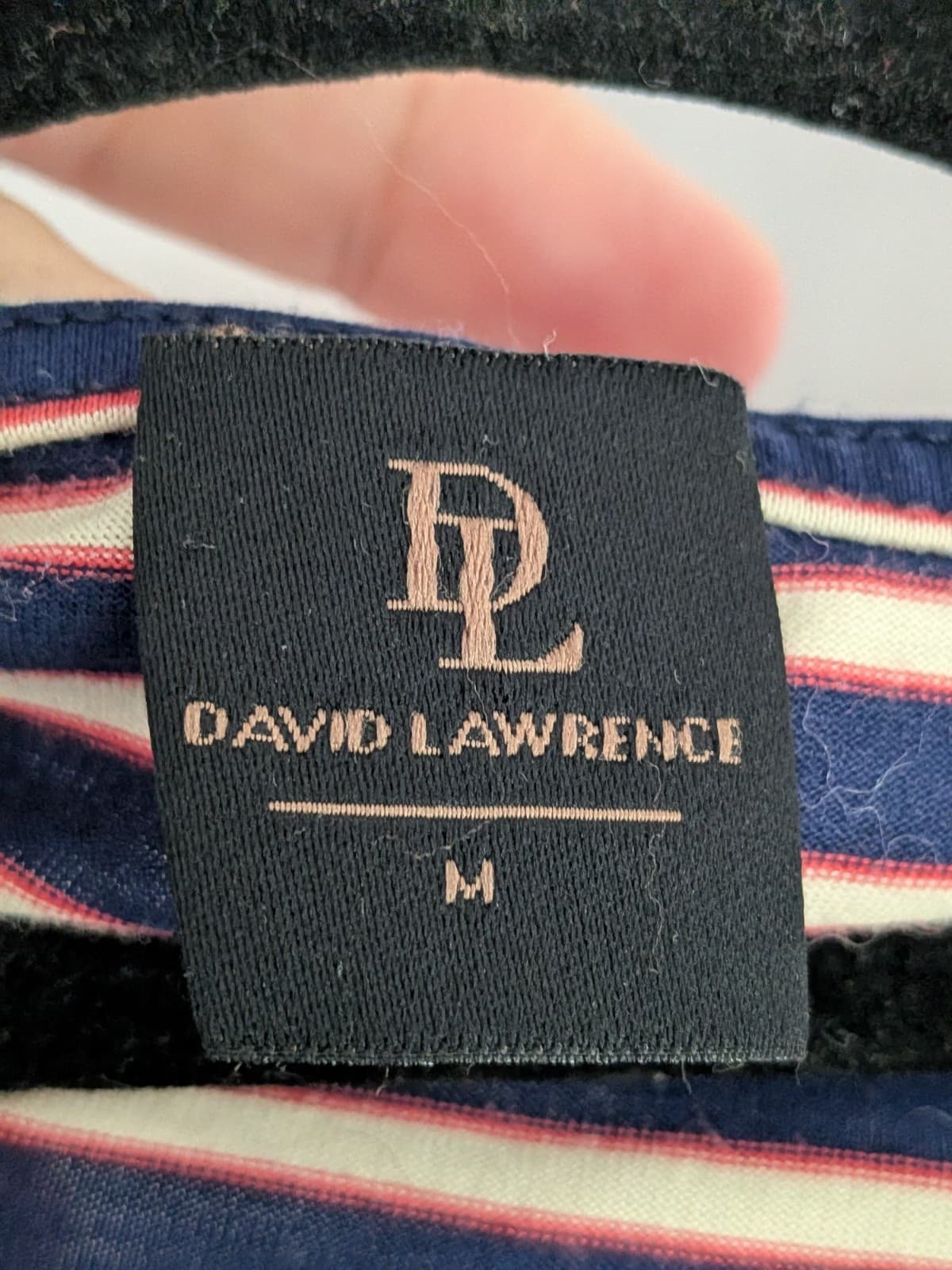 David Lawrence Sleeveless Cowl Neck Top Navy Pink Stripe Stretch Tank Size M — photo 5 of 7