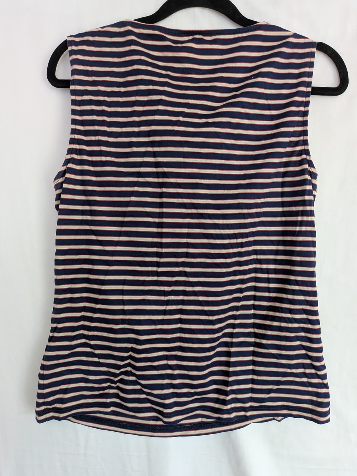 David Lawrence Sleeveless Cowl Neck Top Navy Pink Stripe Stretch Tank Size M — photo 7 of 7