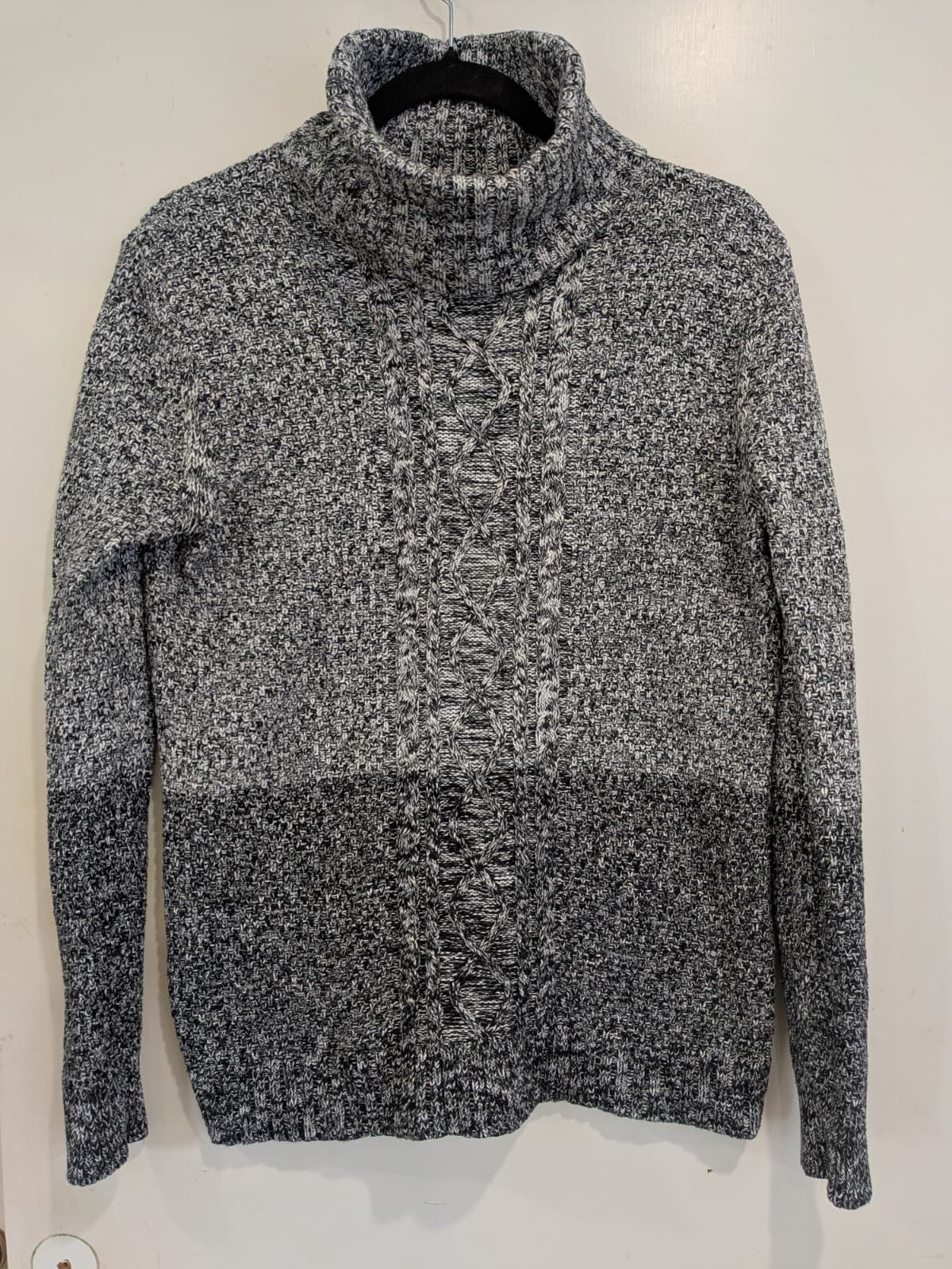 Witchery Knit Jumper Womens S Grey Marle Cable Roll Neck Cotton Cashmere Wool — photo 2 of 9