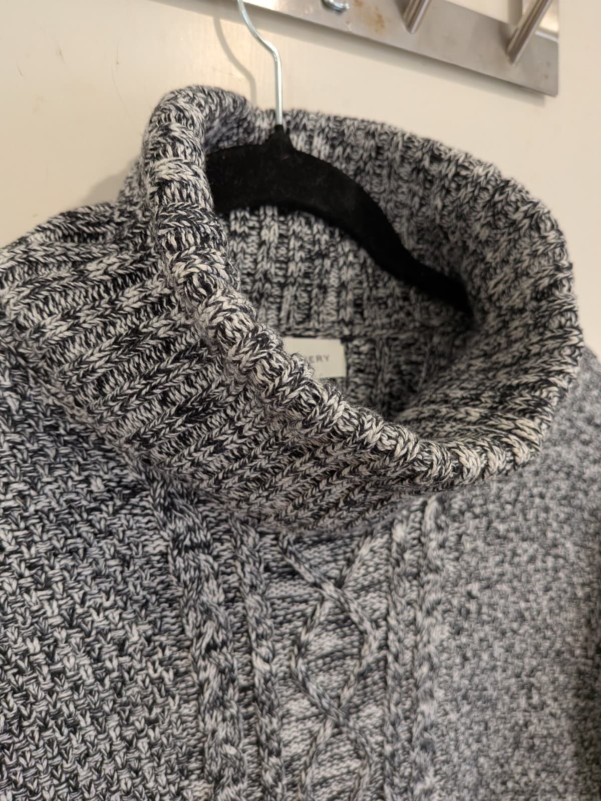 Witchery Knit Jumper Womens S Grey Marle Cable Roll Neck Cotton Cashmere Wool — photo 5 of 9