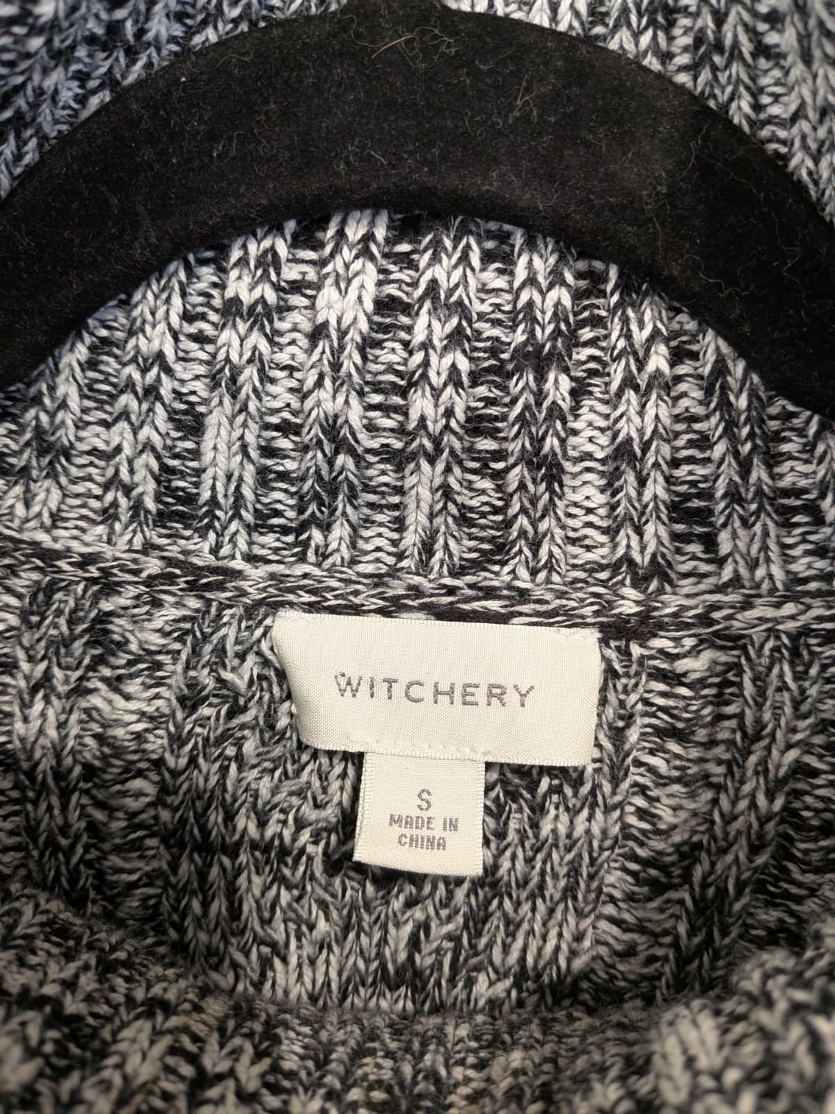 Witchery Knit Jumper Womens S Grey Marle Cable Roll Neck Cotton Cashmere Wool — photo 7 of 9