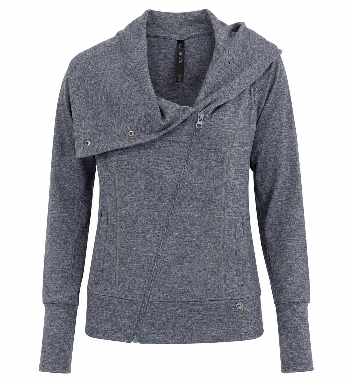 LJ Black Jacket Womens M Grey Asymmetric Zip Moto Activewear Snap Collar — photo 2 of 16