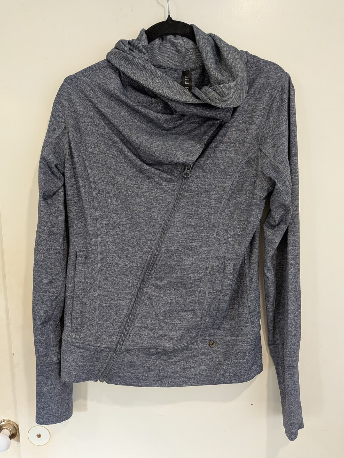 LJ Black Jacket Womens M Grey Asymmetric Zip Moto Activewear Snap Collar — photo 11 of 16