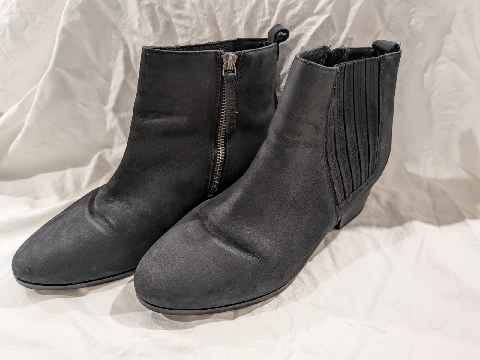 Frankie4 Roxie Black Leather Ankle Boots Womens AU 8 EU39 Zip Block Heel — photo 3 of 15