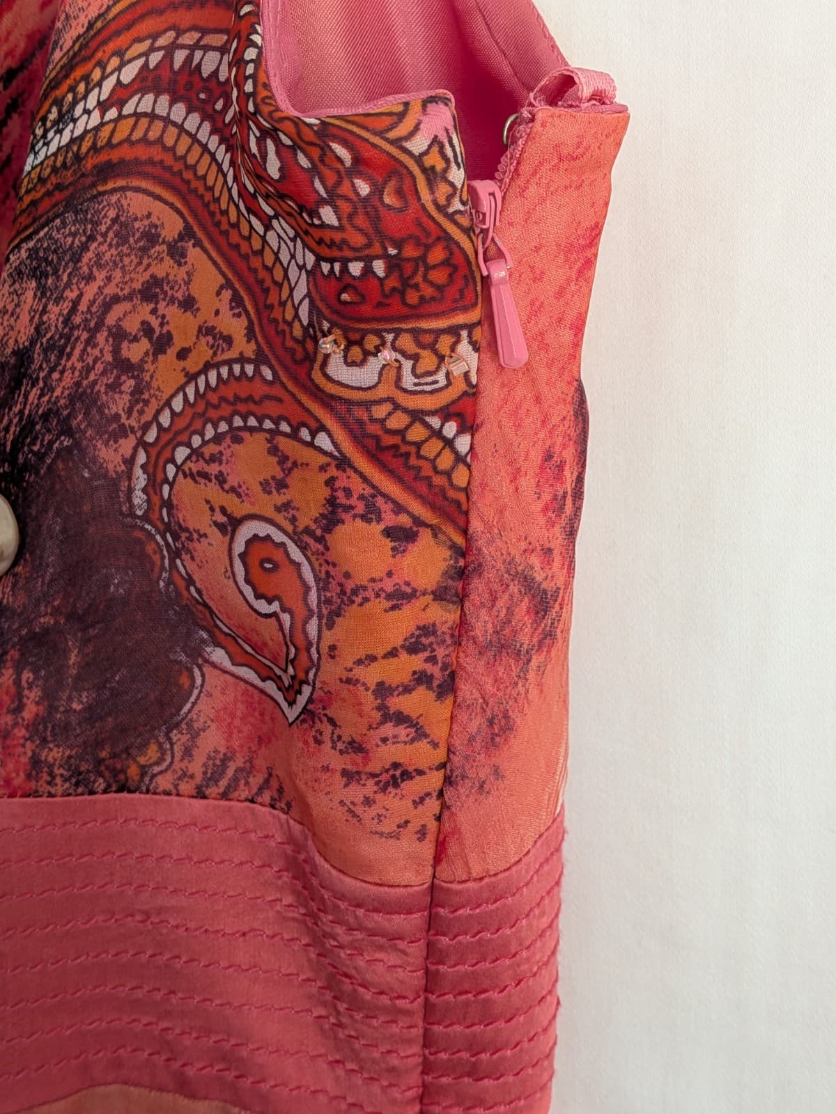 Anthea Crawford Silk Cocktail Dress Coral Orange Animal Print Occasion Size 16 — photo 12 of 16