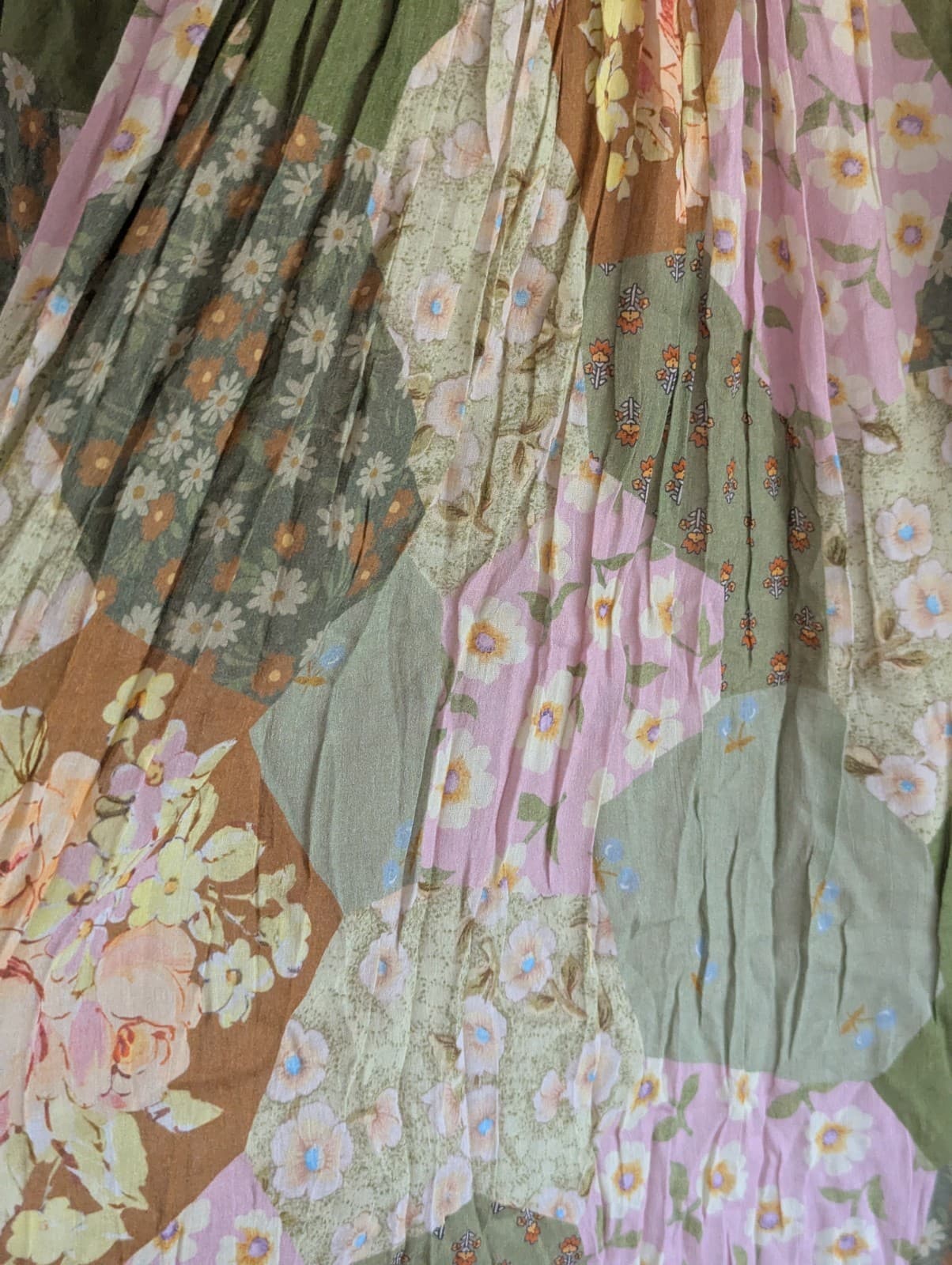 Spell Dress Freda Boho Midi Green Olive Patchwork Floral Size S AUS 10 — photo 12 of 15