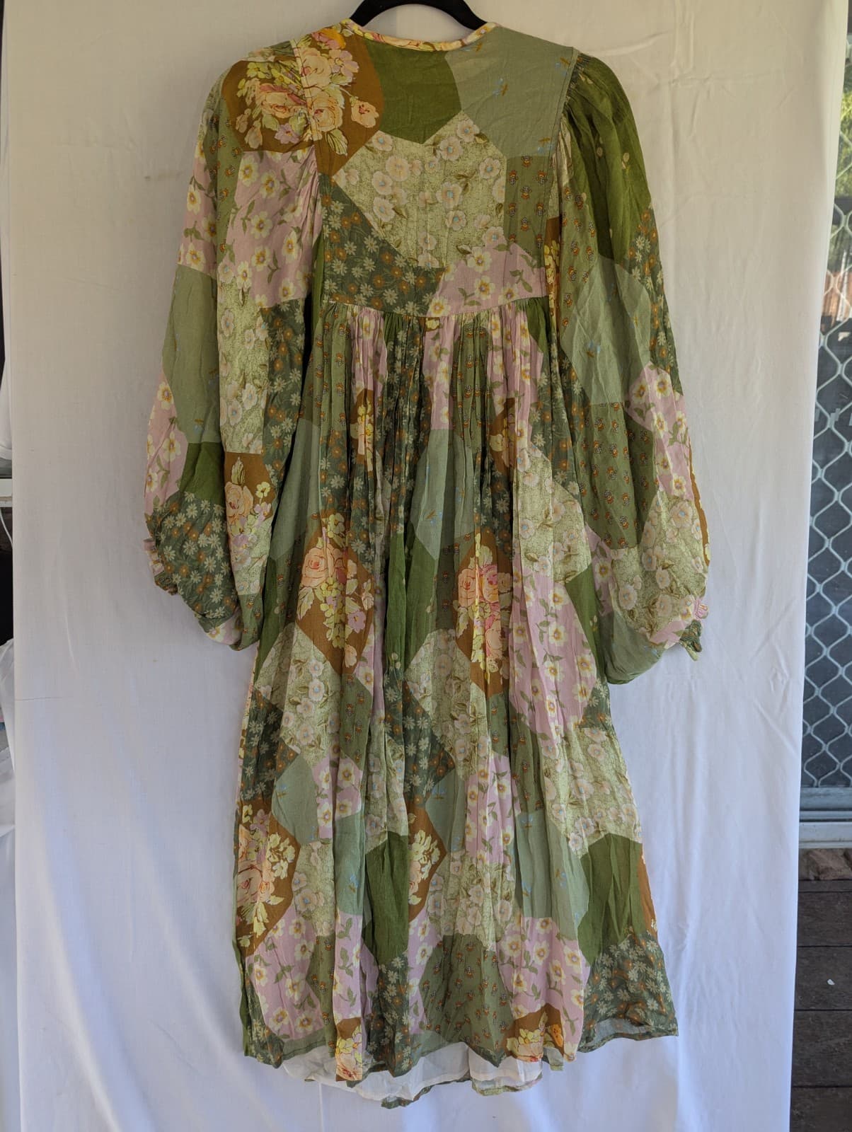 Spell Dress Freda Boho Midi Green Olive Patchwork Floral Size S AUS 10 — photo 13 of 15