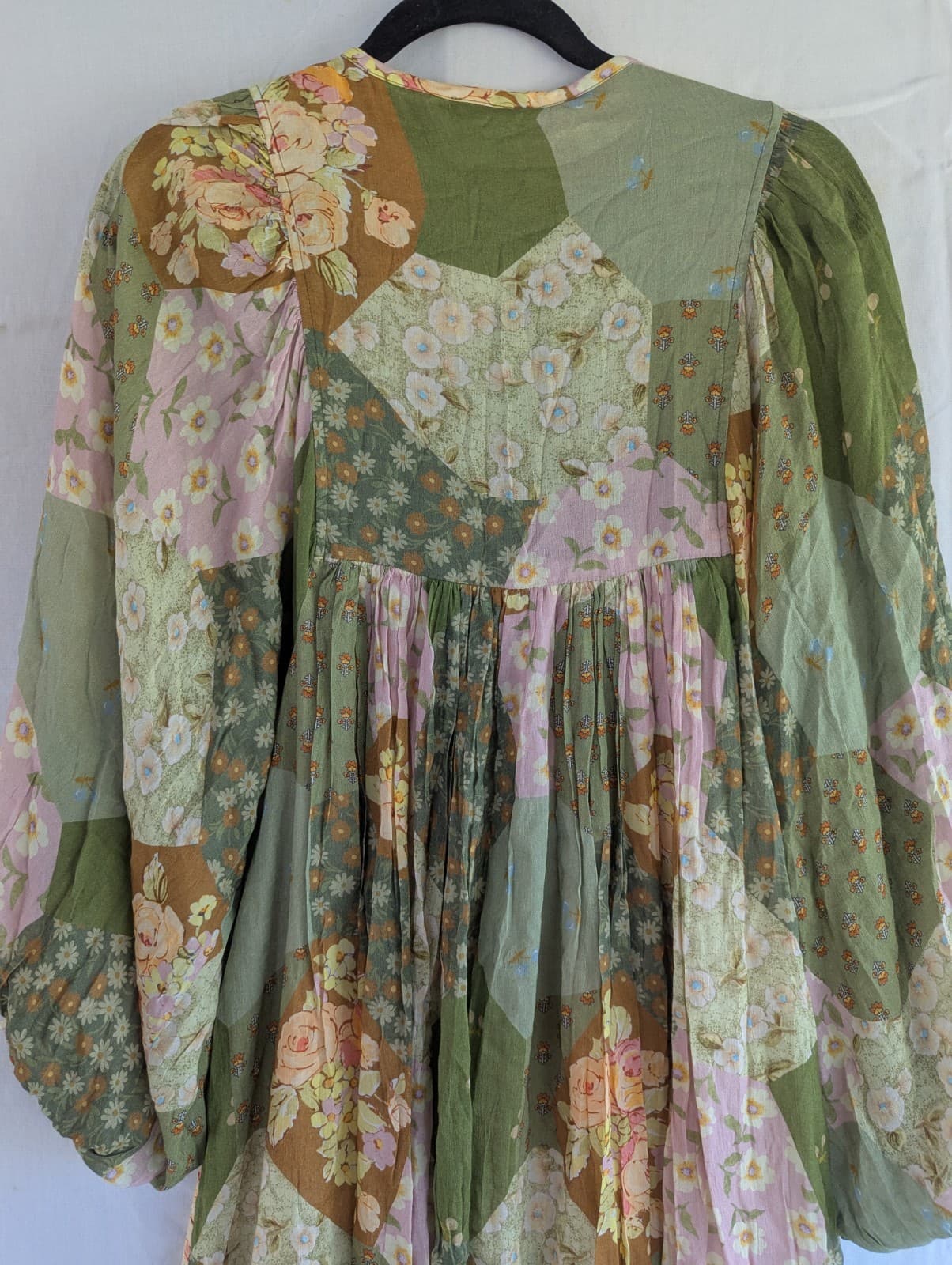 Spell Dress Freda Boho Midi Green Olive Patchwork Floral Size S AUS 10 — photo 14 of 15