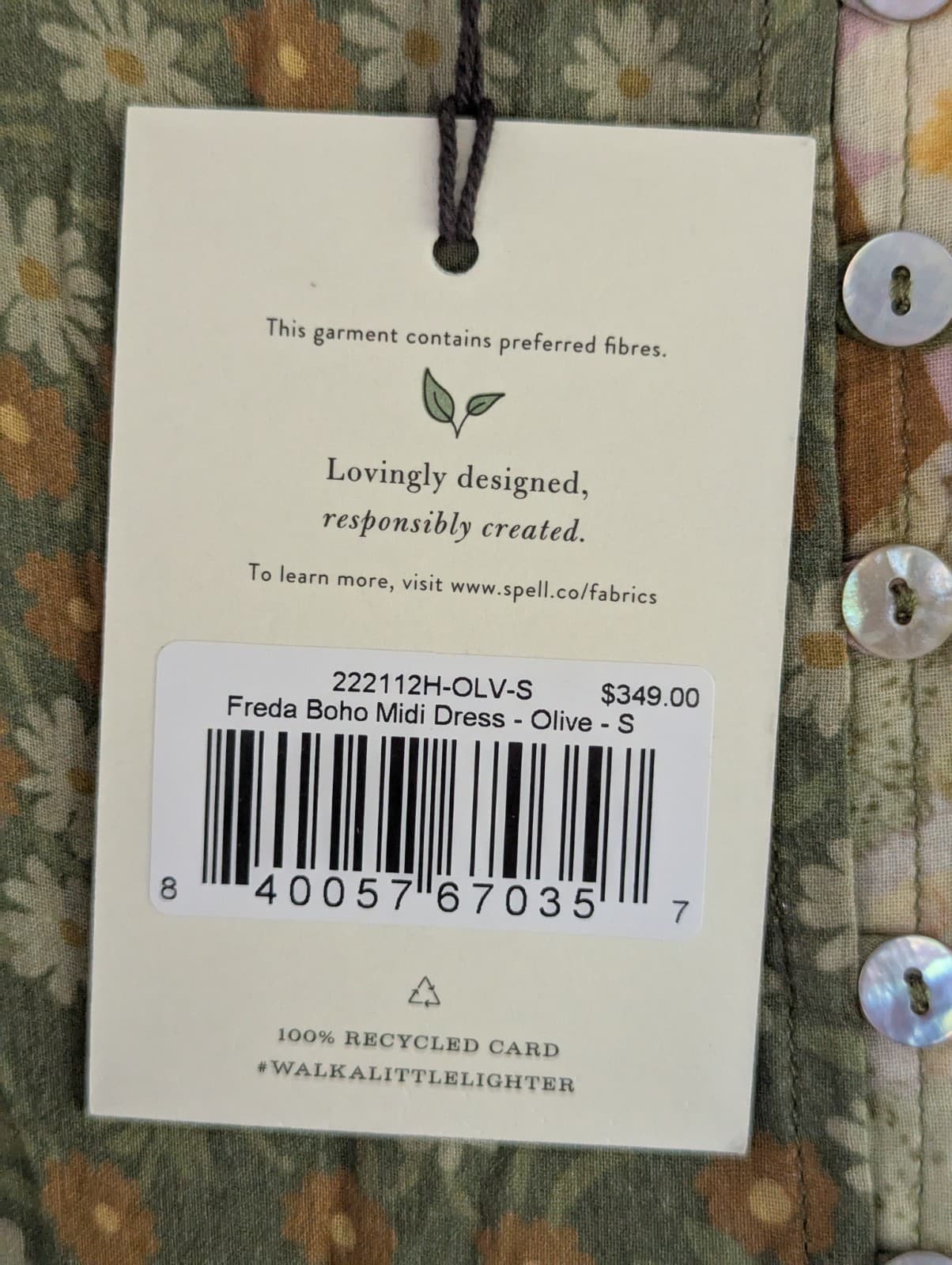 Spell Dress Freda Boho Midi Green Olive Patchwork Floral Size S AUS 10 — photo 10 of 15