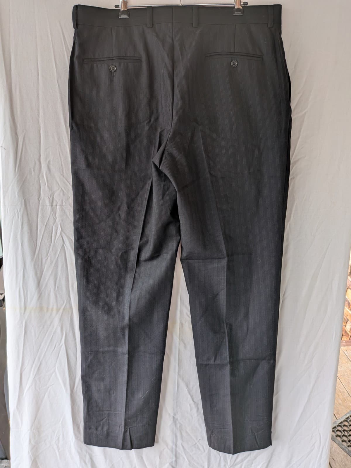 Rodd Gunn Dress Pants Mens Black Pinstripe Wool Tailored Trousers Size 36 — photo 8 of 12