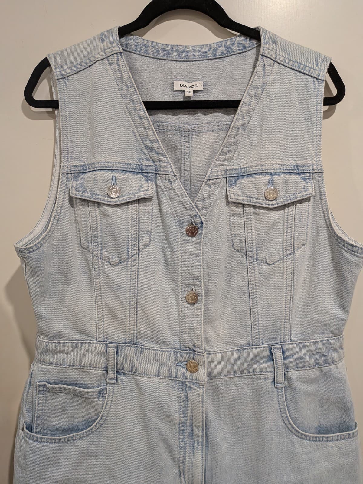Marcs Light Wash Denim Dress Size 16 Cotton Button Front — photo 4 of 10