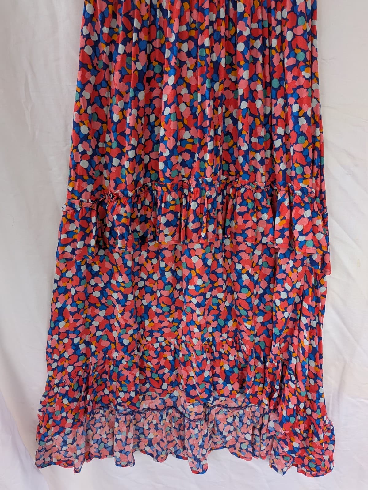 Mister Zimi Maxi Dress AU 12 Off Shoulder Shirred Tiered Boho Red Blue — photo 5 of 14