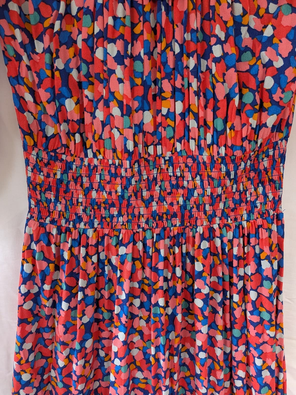Mister Zimi Maxi Dress AU 12 Off Shoulder Shirred Tiered Boho Red Blue — photo 7 of 14