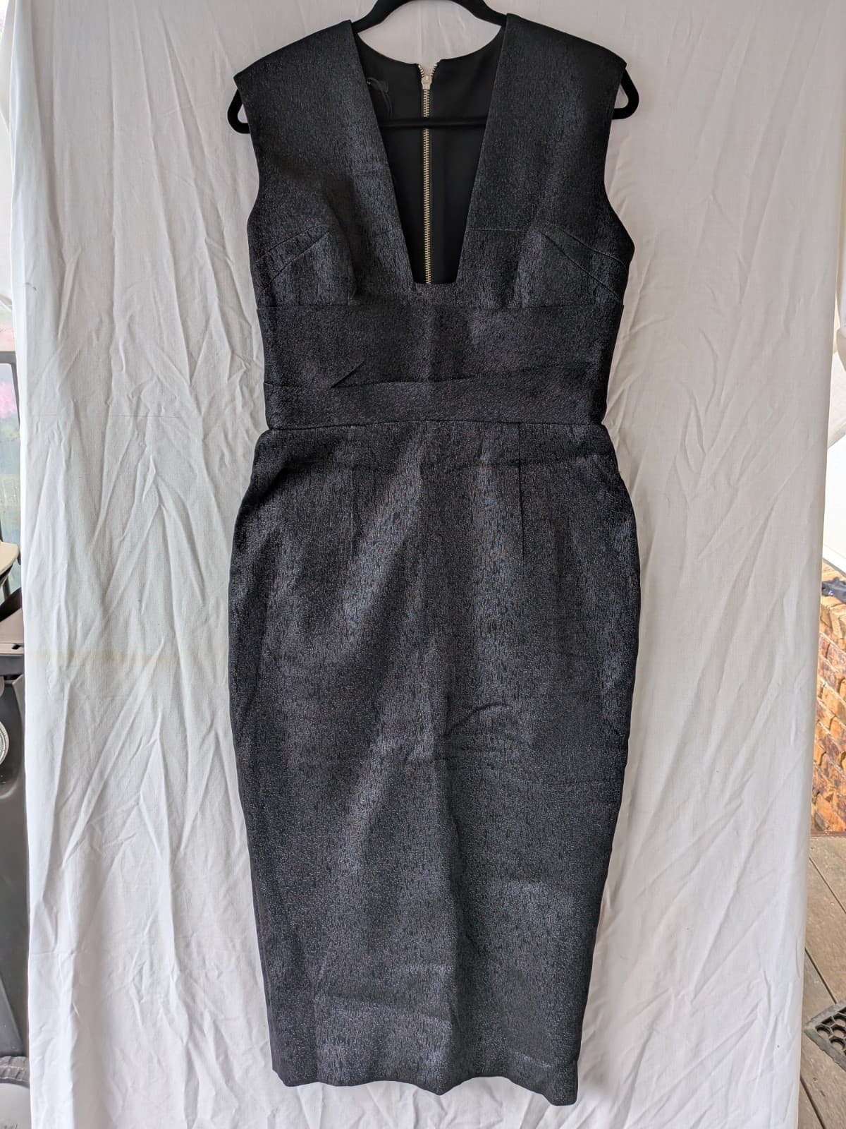 Alex Perry Dress Sheath Pencil AUS 14 Charcoal Stretch Cocktail Formal — photo 2 of 11