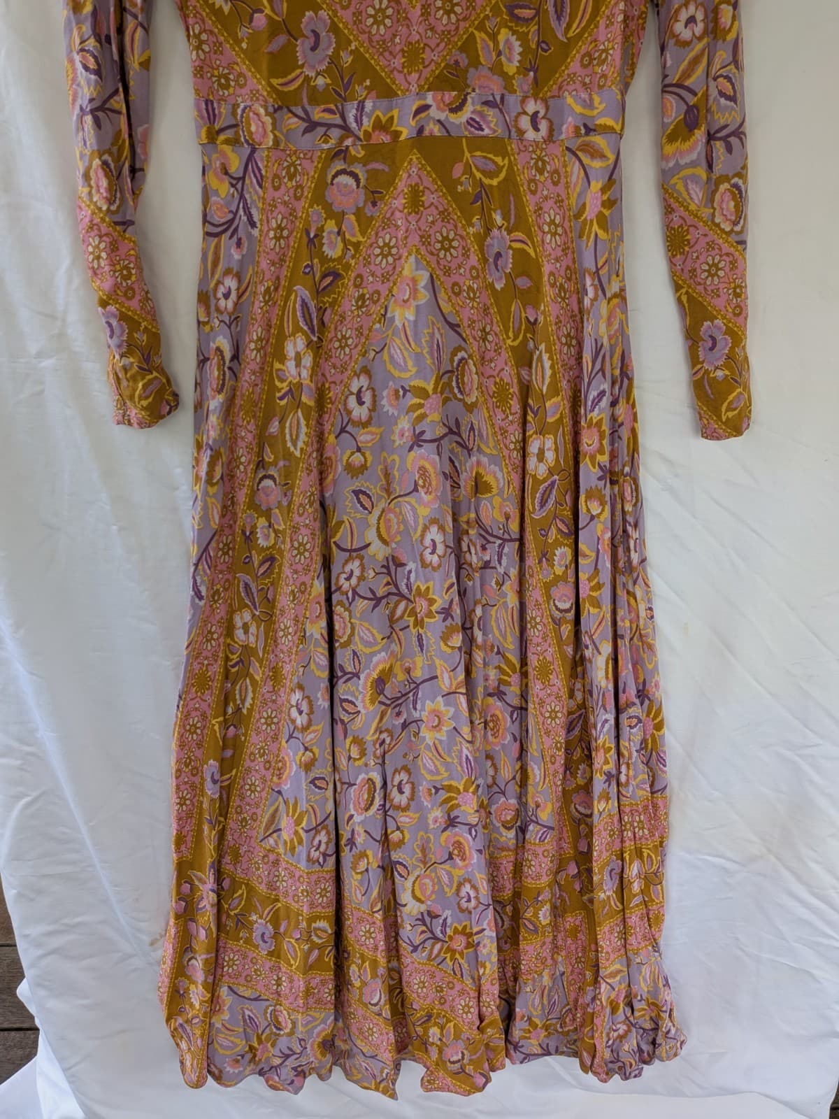 Spell Lolita Gown M Boho Floral Button Front Maxi Long Sleeve Dress — photo 12 of 15