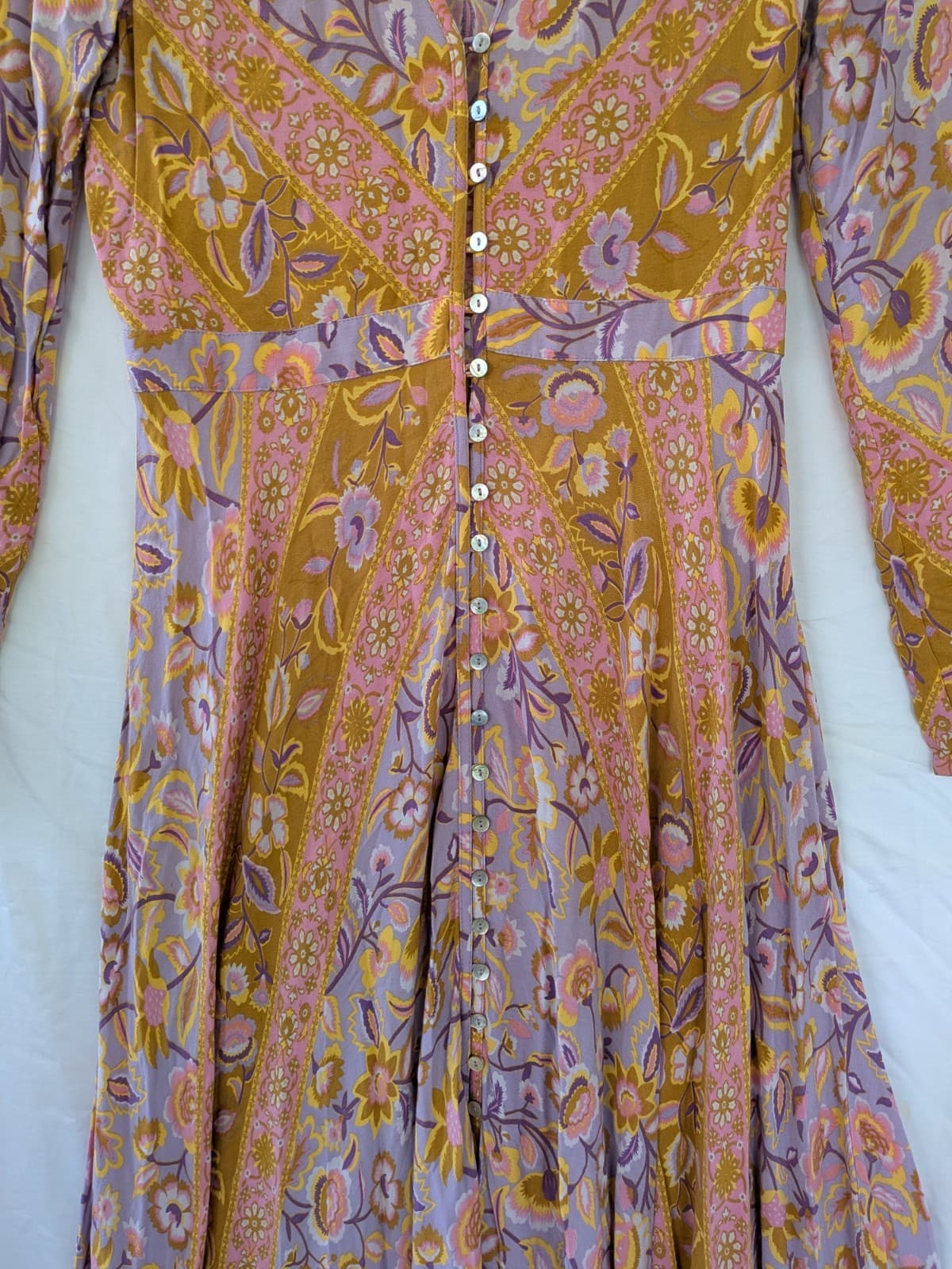Spell Lolita Gown M Boho Floral Button Front Maxi Long Sleeve Dress — photo 4 of 15