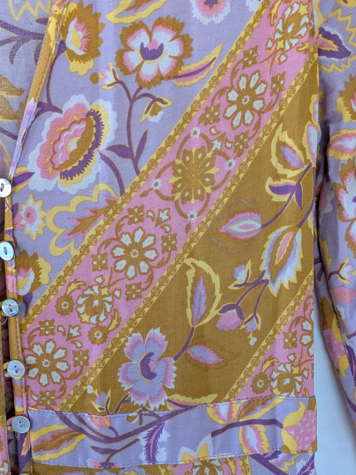 Spell Lolita Gown M Boho Floral Button Front Maxi Long Sleeve Dress — photo 9 of 15