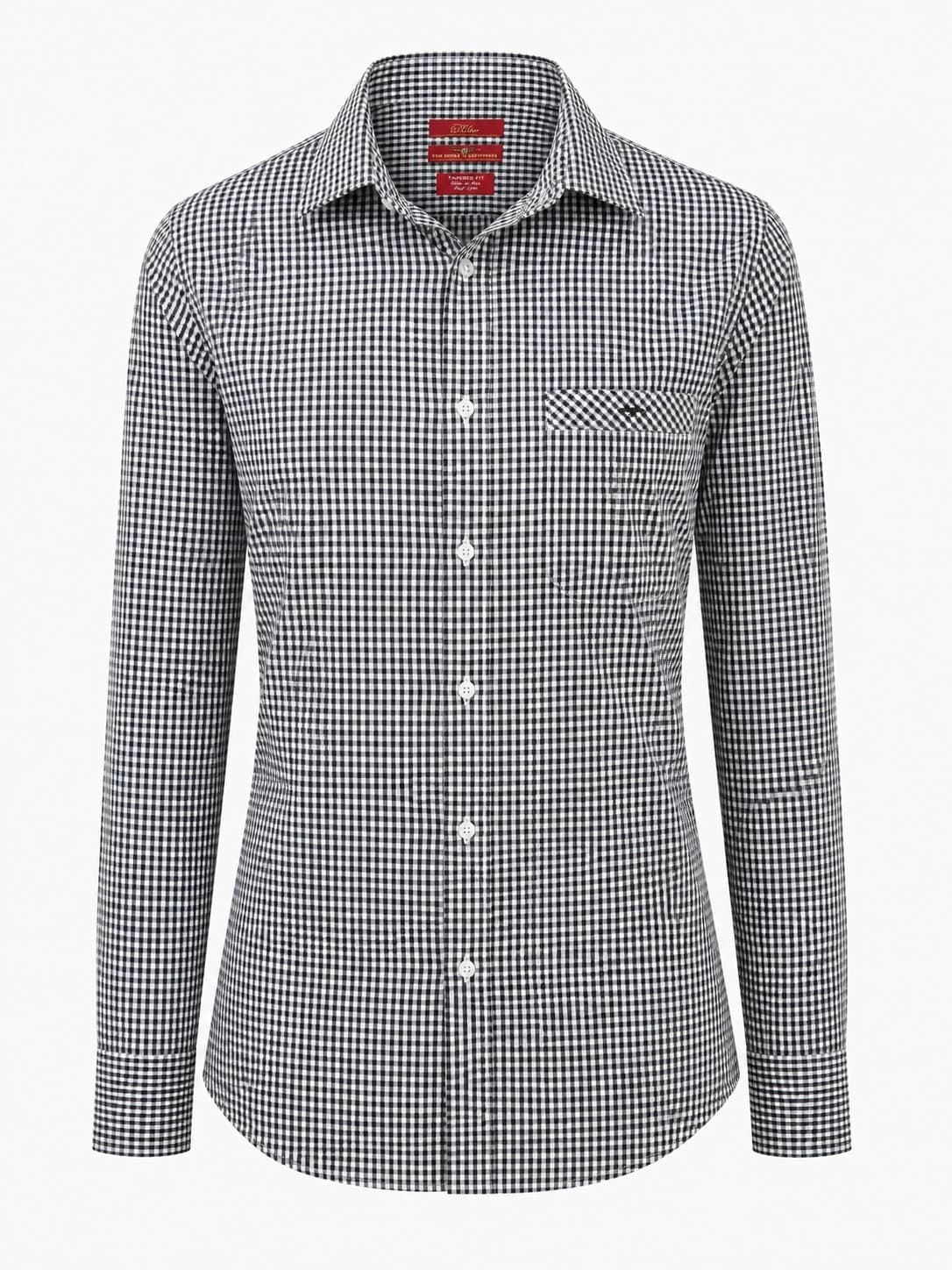 RM Williams Gingham Check Shirt Mens Large Black White Cotton Tapered Fit — photo 2 of 11