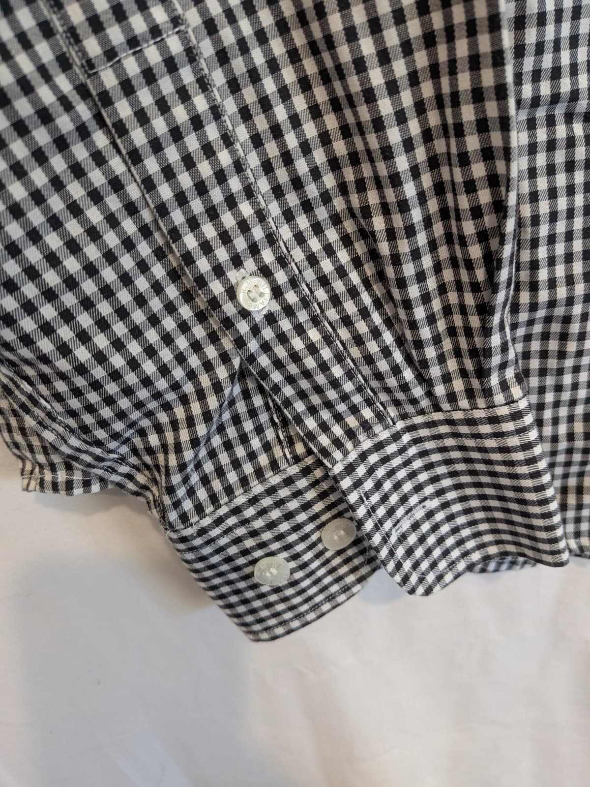 RM Williams Gingham Check Shirt Mens Large Black White Cotton Tapered Fit — photo 5 of 11