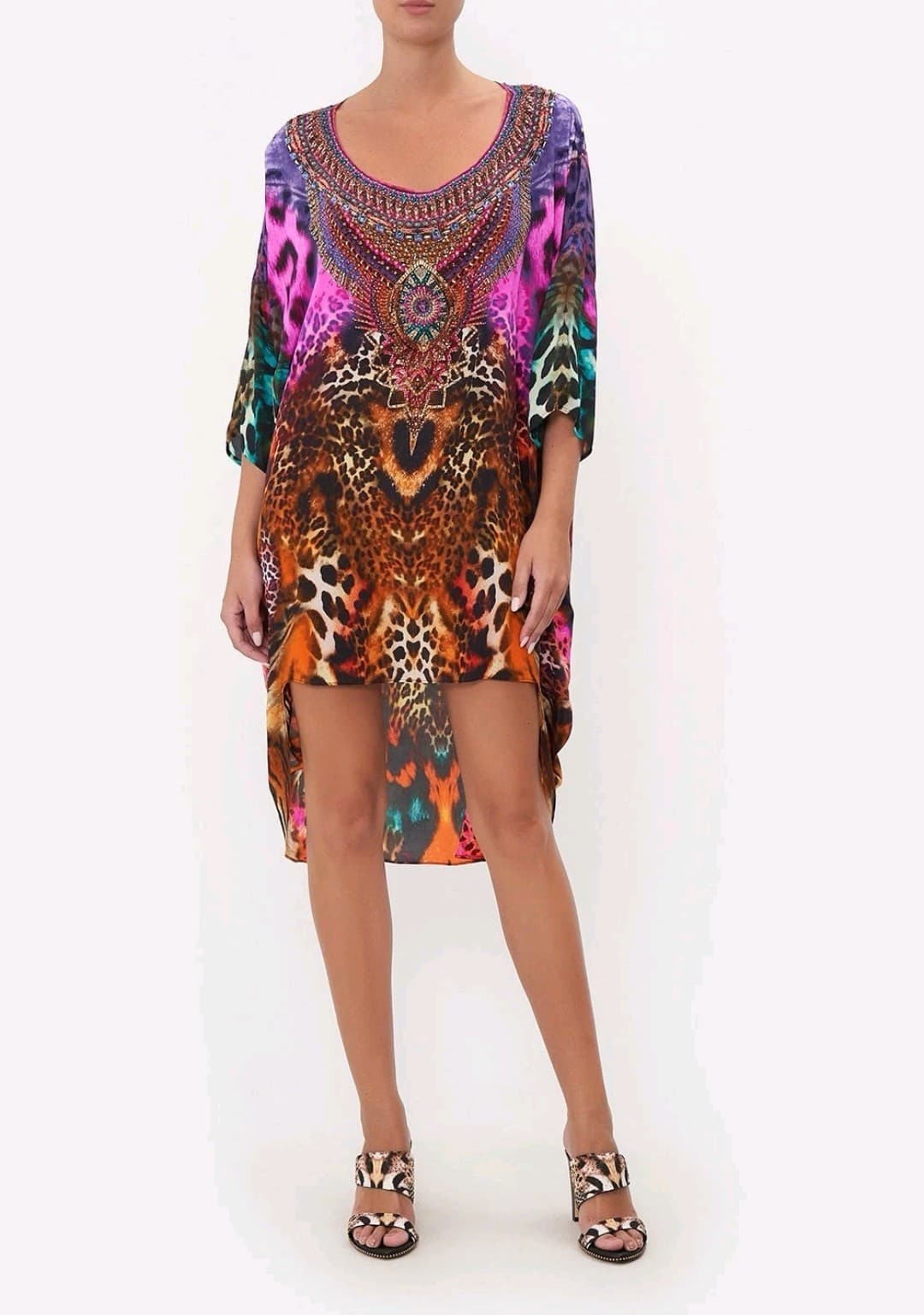 Camilla Scoop Back Hem Dress Surrealist Suspension Silk Kaftan Crystal One Size — photo 3 of 24