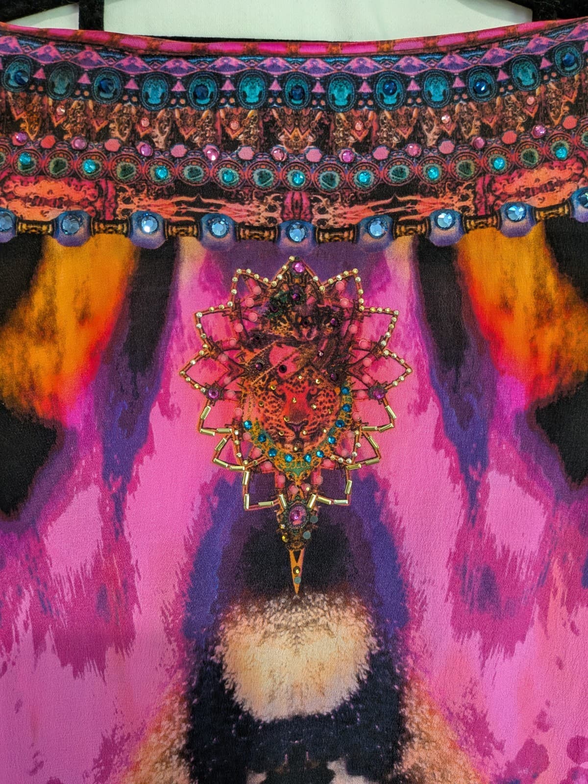 Camilla Scoop Back Hem Dress Surrealist Suspension Silk Kaftan Crystal One Size — photo 24 of 24