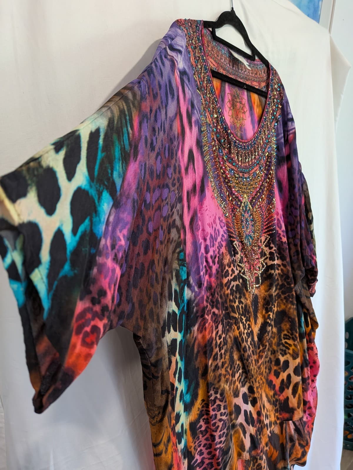 Camilla Scoop Back Hem Dress Surrealist Suspension Silk Kaftan Crystal One Size — photo 9 of 24
