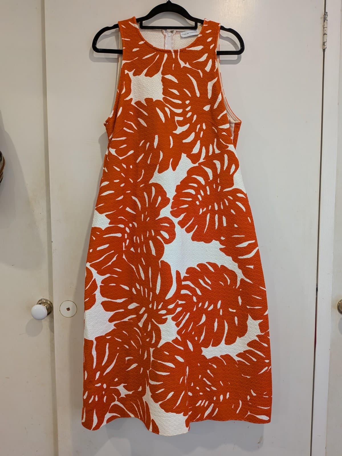 Scanlan Theodore Orange Floral Textured Cotton Shift Dress AU 12 Made Australia — photo 2 of 18