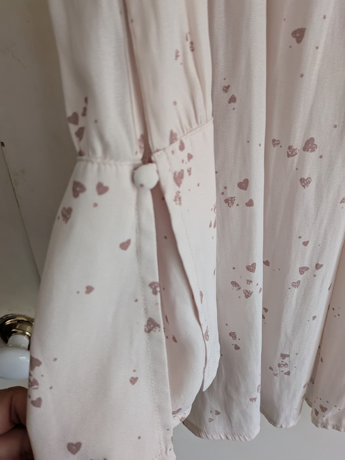 Free People Heart Print Top Size L Cream Brown Romantic Boho Blouse — photo 3 of 10
