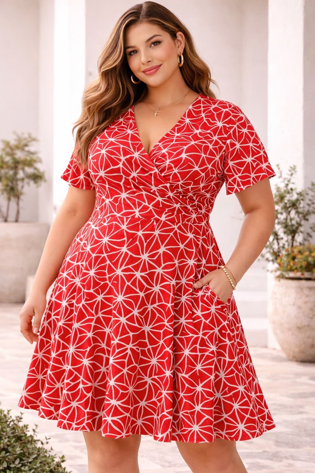 Leina Broughton Red Wrap Dress AU 14 Flutter Sleeve A Line Occasion — photo 2 of 12
