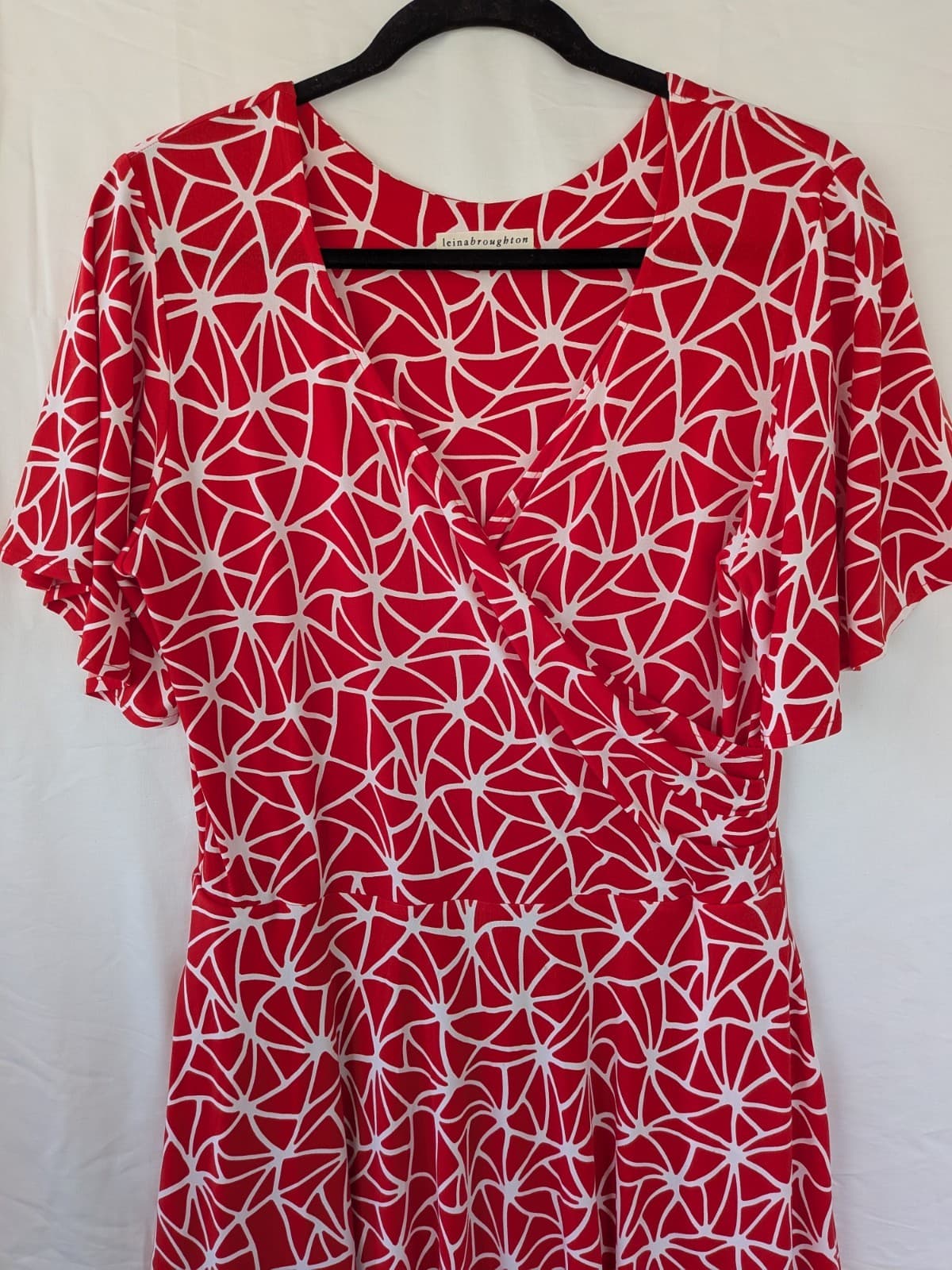 Leina Broughton Red Wrap Dress AU 14 Flutter Sleeve A Line Occasion — photo 5 of 12