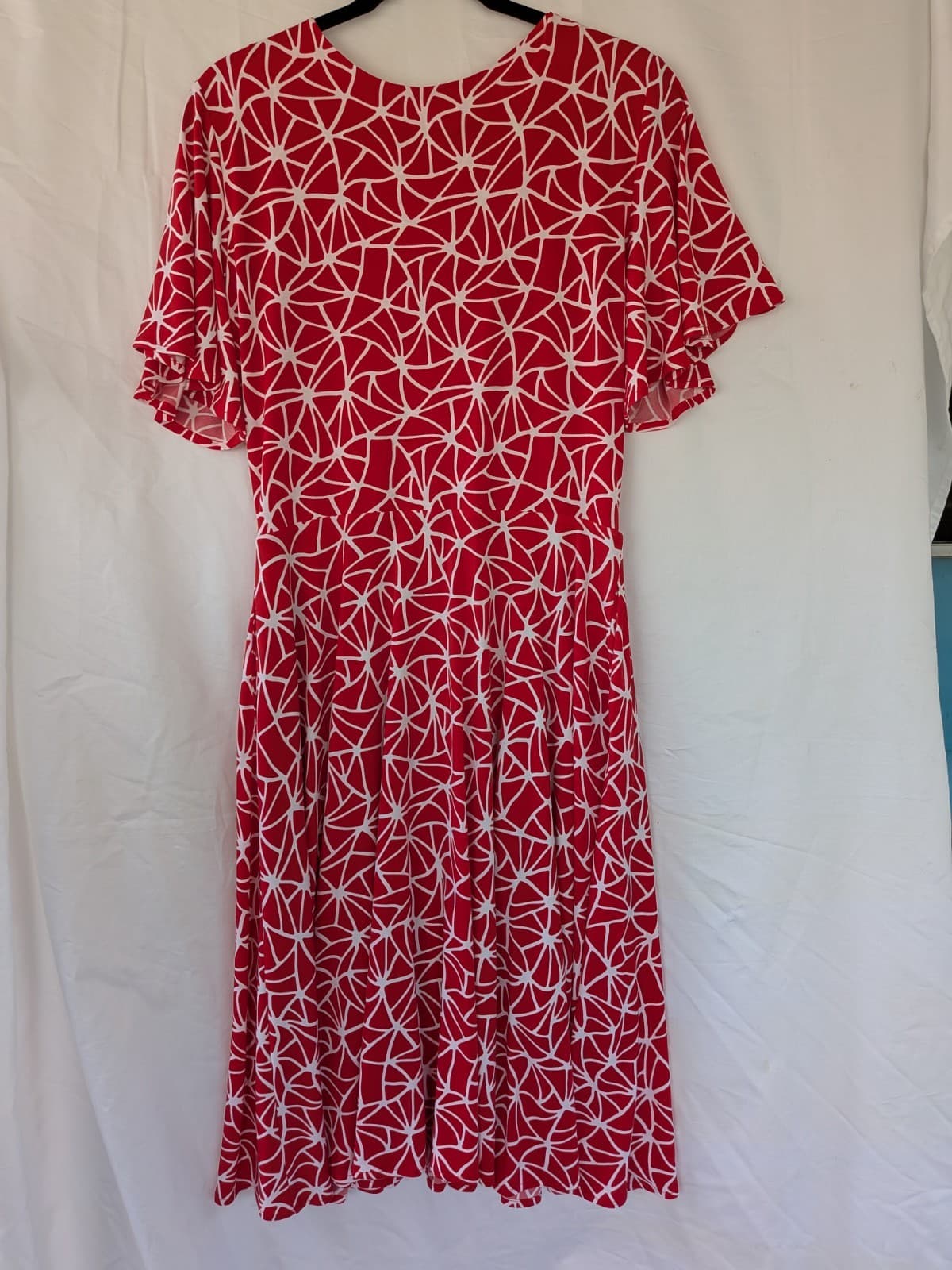Leina Broughton Red Wrap Dress AU 14 Flutter Sleeve A Line Occasion — photo 10 of 12