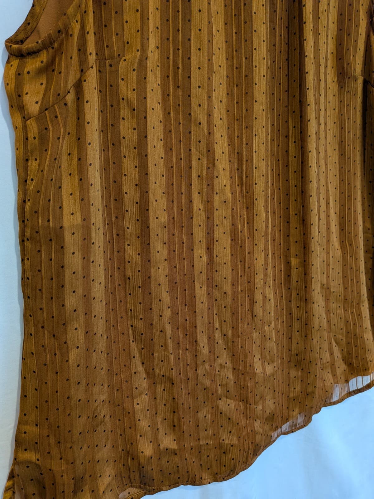Portmans Rust Polka Dot Ruffle Blouse Top Sleeveless Boho Size 12 AU 8 US — photo 4 of 9