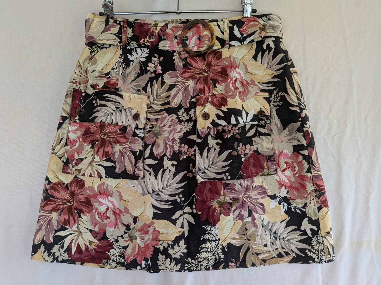Sheike Floral Skirt Size Aus 12 US 8 High Waist Utility Pocket Belted Mini Skirt — photo 2 of 9