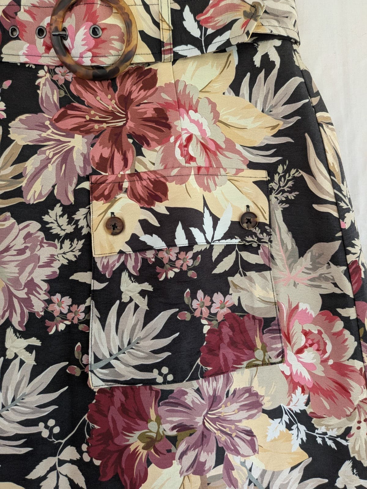 Sheike Floral Skirt Size Aus 12 US 8 High Waist Utility Pocket Belted Mini Skirt — photo 3 of 9