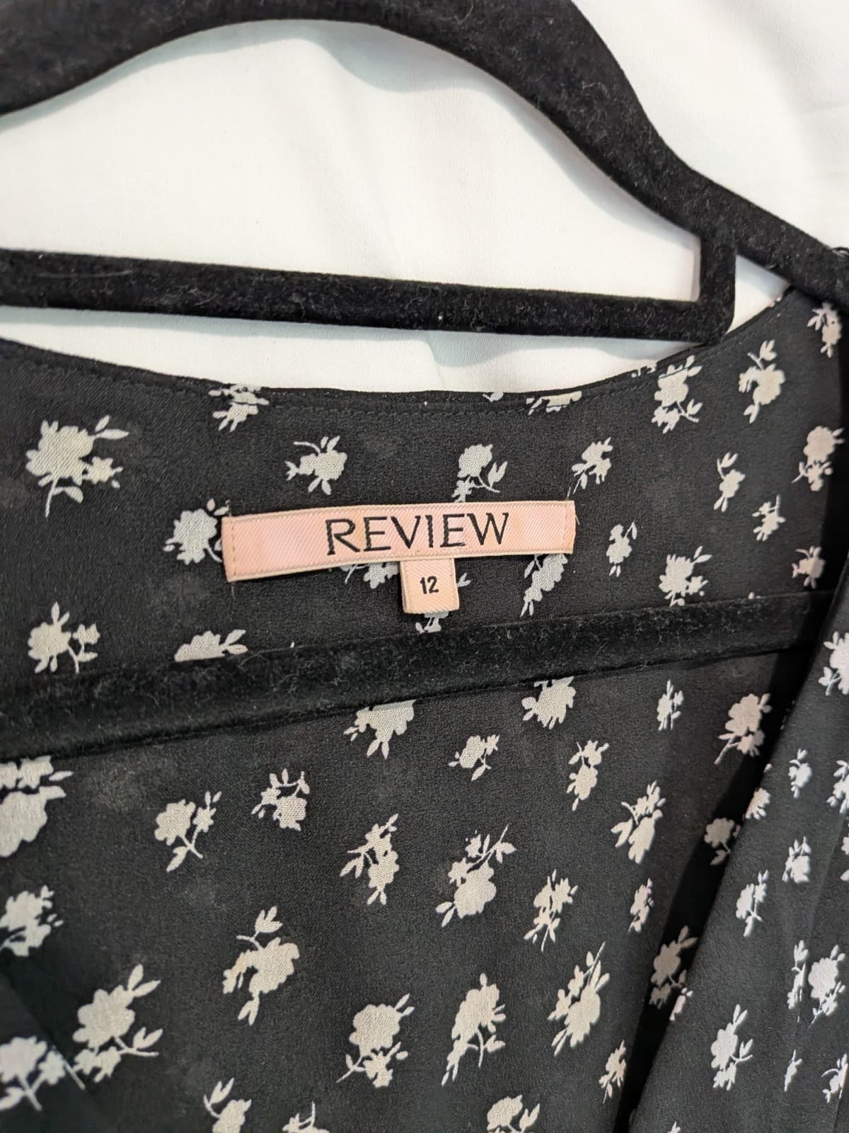 Review Floral Pleated Dress Size 12 Black White Tea Party Cocktail Retro — photo 6 of 9