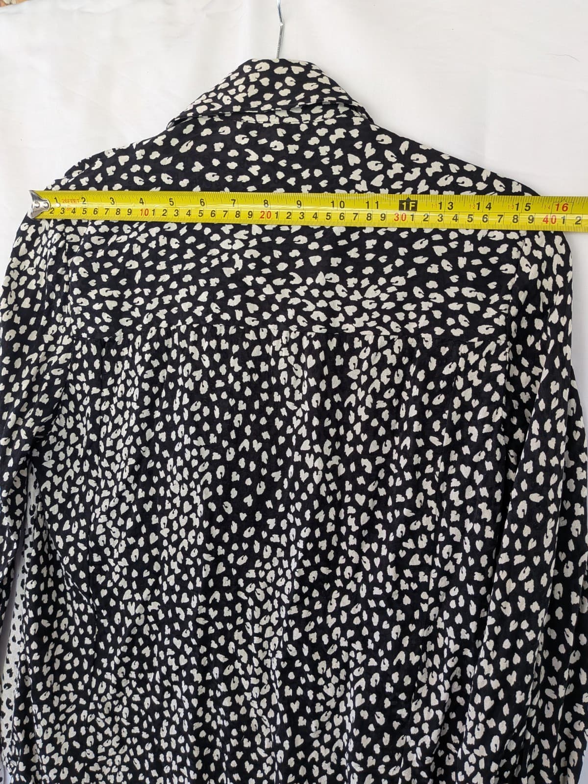 Maje Leopard Print Shirt Star Contrast Button Up Blouse Black White Size 12 — photo 17 of 17