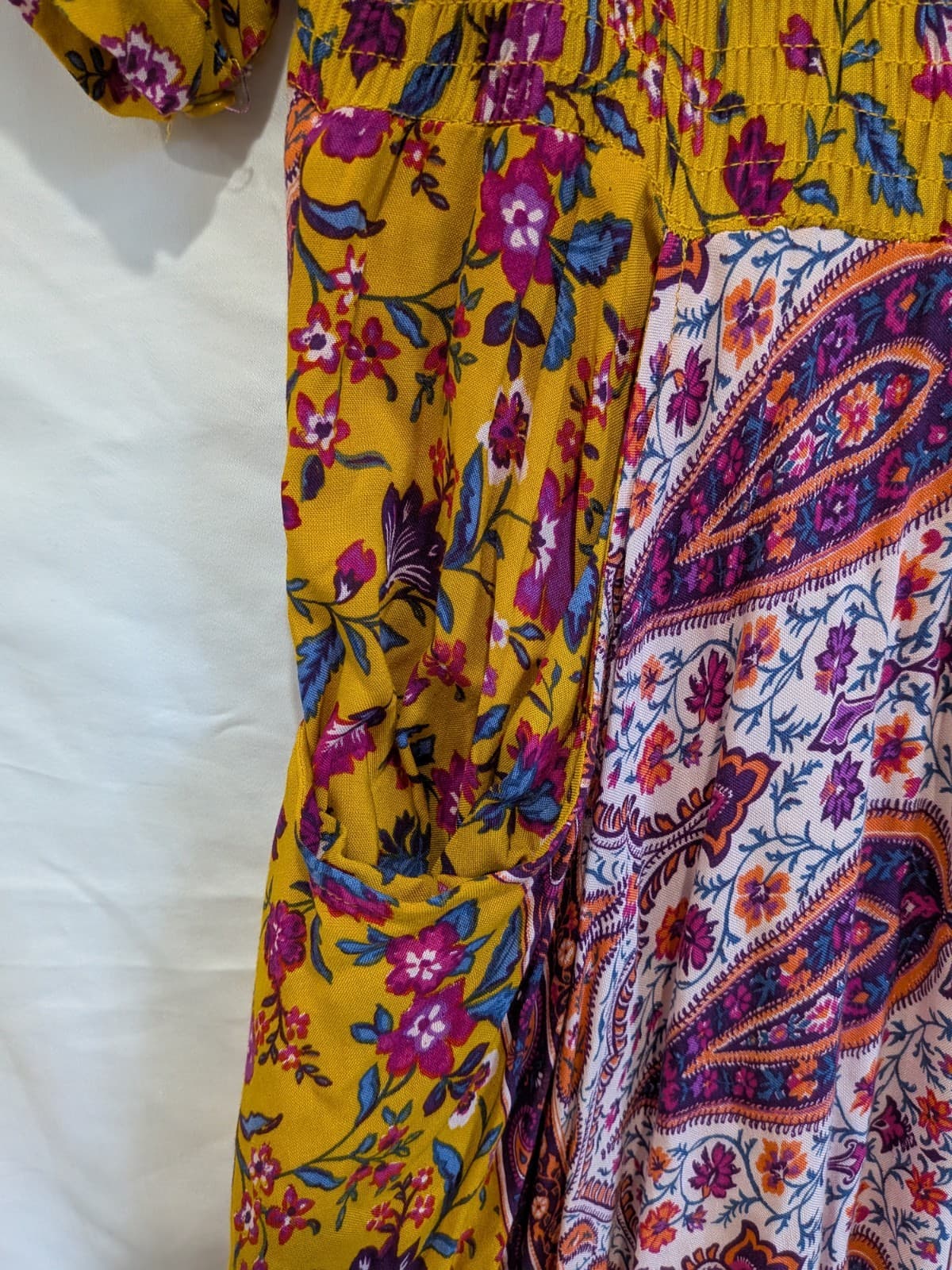 Dreamcatcher Boho Maxi Dress Size 10 M 12 Festival Floral Rayon Tiered Mustard — photo 6 of 11
