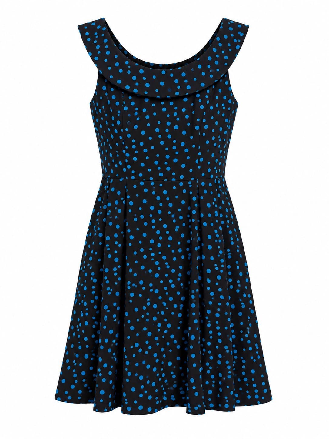 Review Retro Polka Dot Dress Size 12 Black Blue Rockabilly Pinup A Line — photo 2 of 8